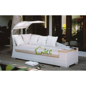SL- (55) mobília de pátio ao ar livre PE sofá rattan cum cama / sofá-cama